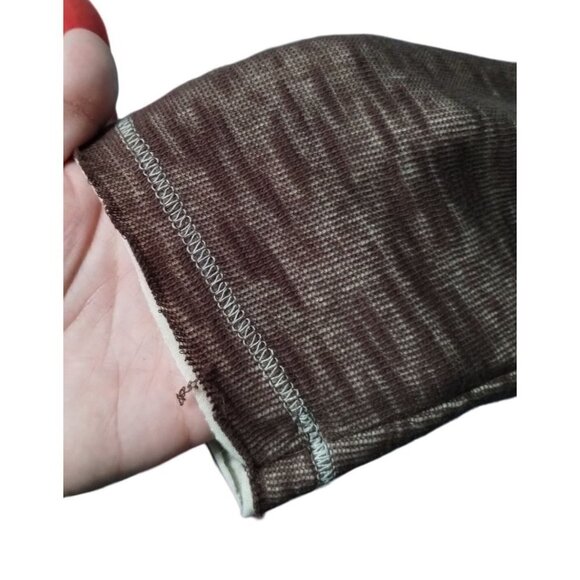 Be Ethic V Neck Long Sleeves Shirt Large Brown Tan Men 90's Style Raw Hem Y2K - Picture 4 of 5